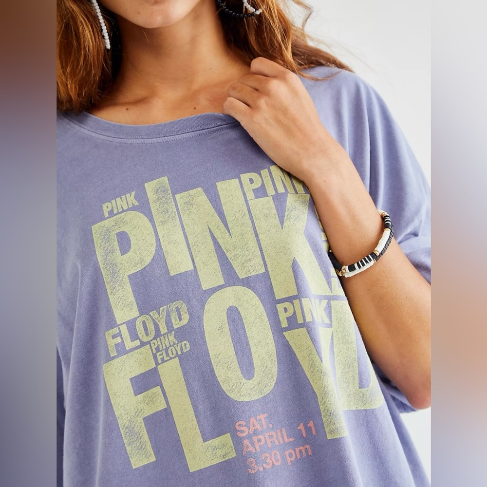 Free People Daydreamer Teal Blue Oversized Short Sleeve Tee - Picture 3 of 8